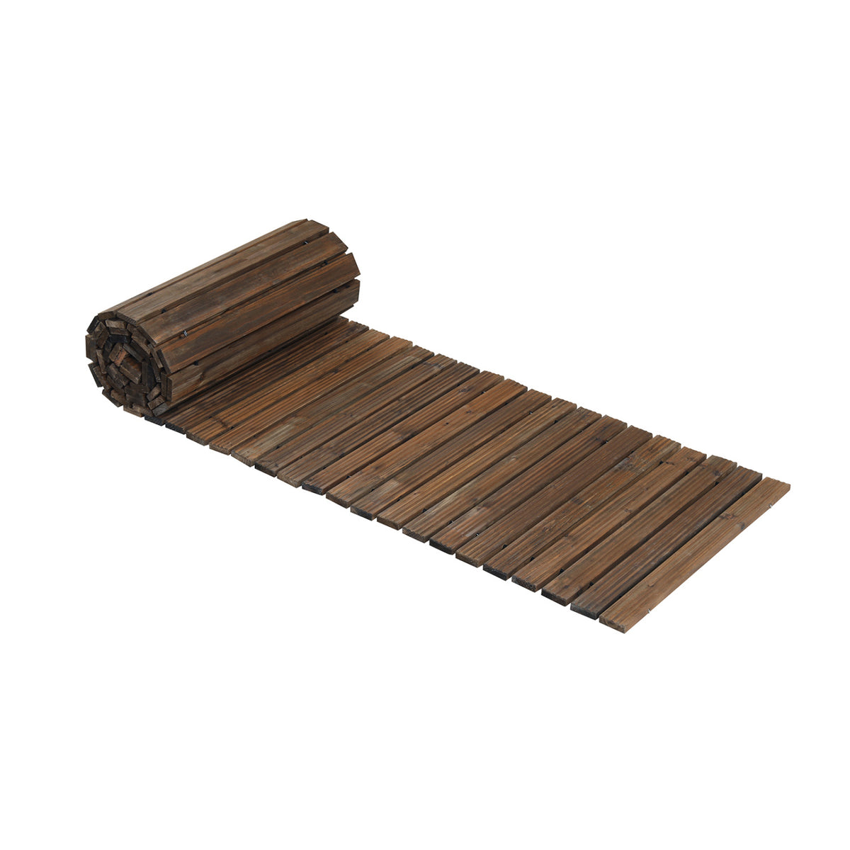 12 FT Wooden Garden Pathway 22 Inches Wide Outdoor Roll out Straight Walkway-Brown