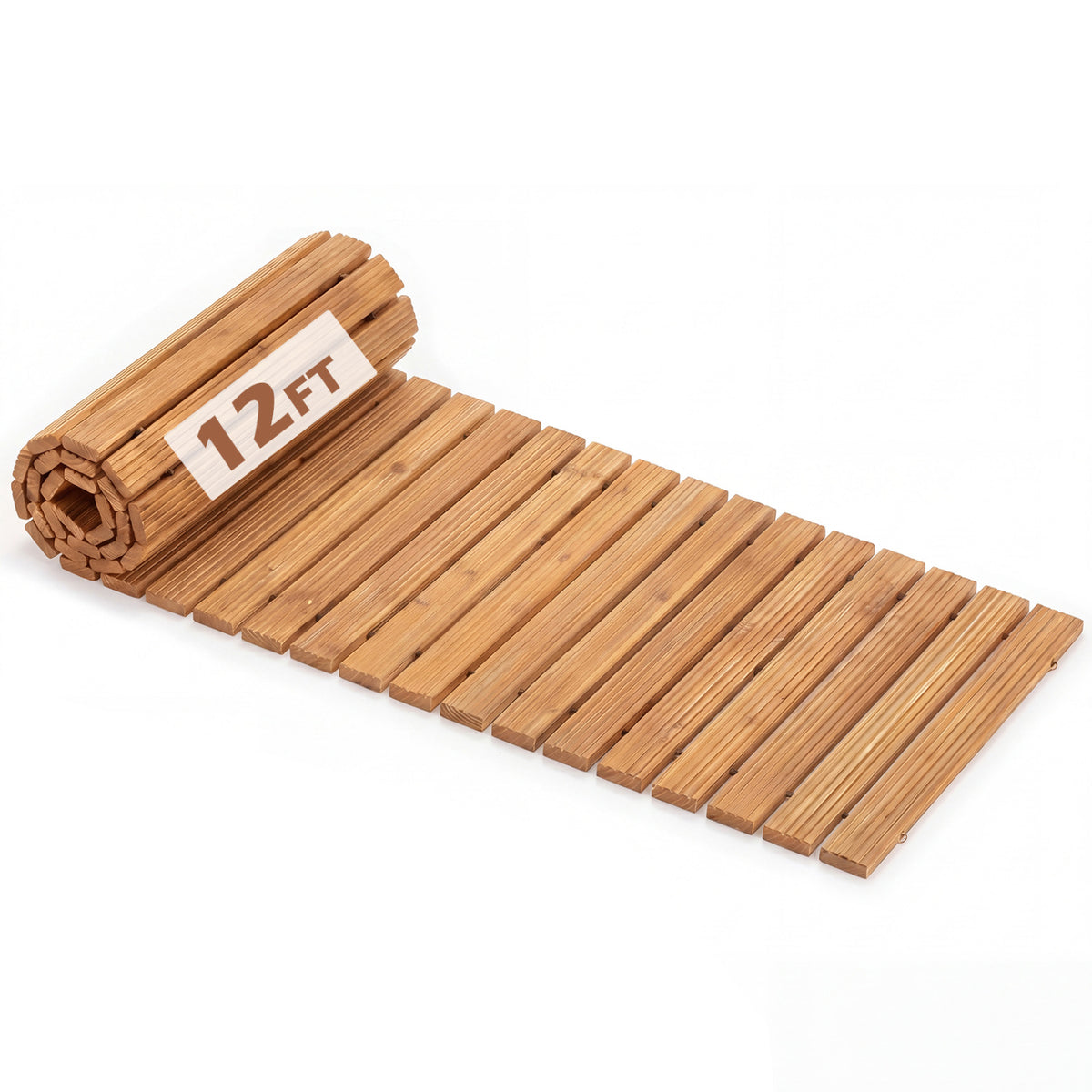 12 FT Wooden Garden Pathway 22 Inches Wide Outdoor Roll out Straight Walkway-1 Piece