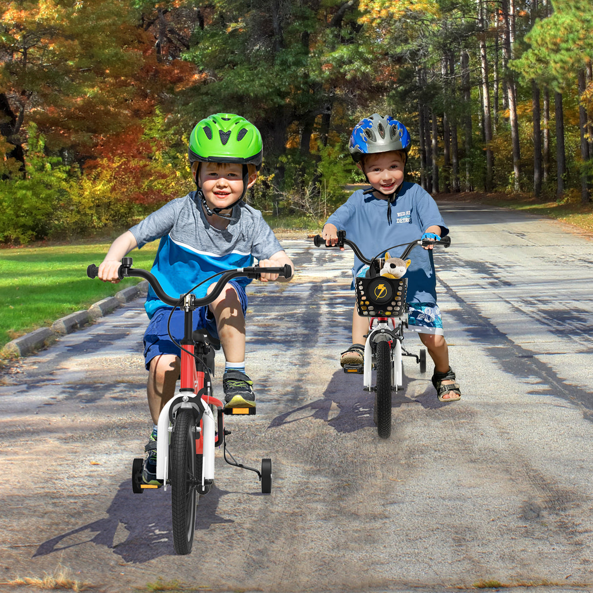 12 Inch Kids Bike Children Bicycle with Training Wheels for 3-4 Years Old-Red