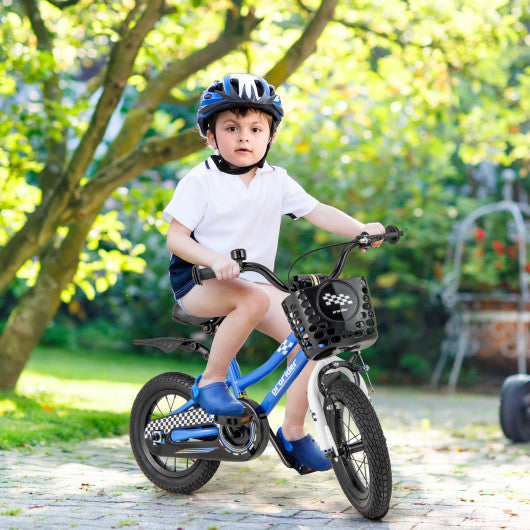 12 Inch Kids Bike Children Bicycle with Training Wheels for 3-4 Years Old-Navy
