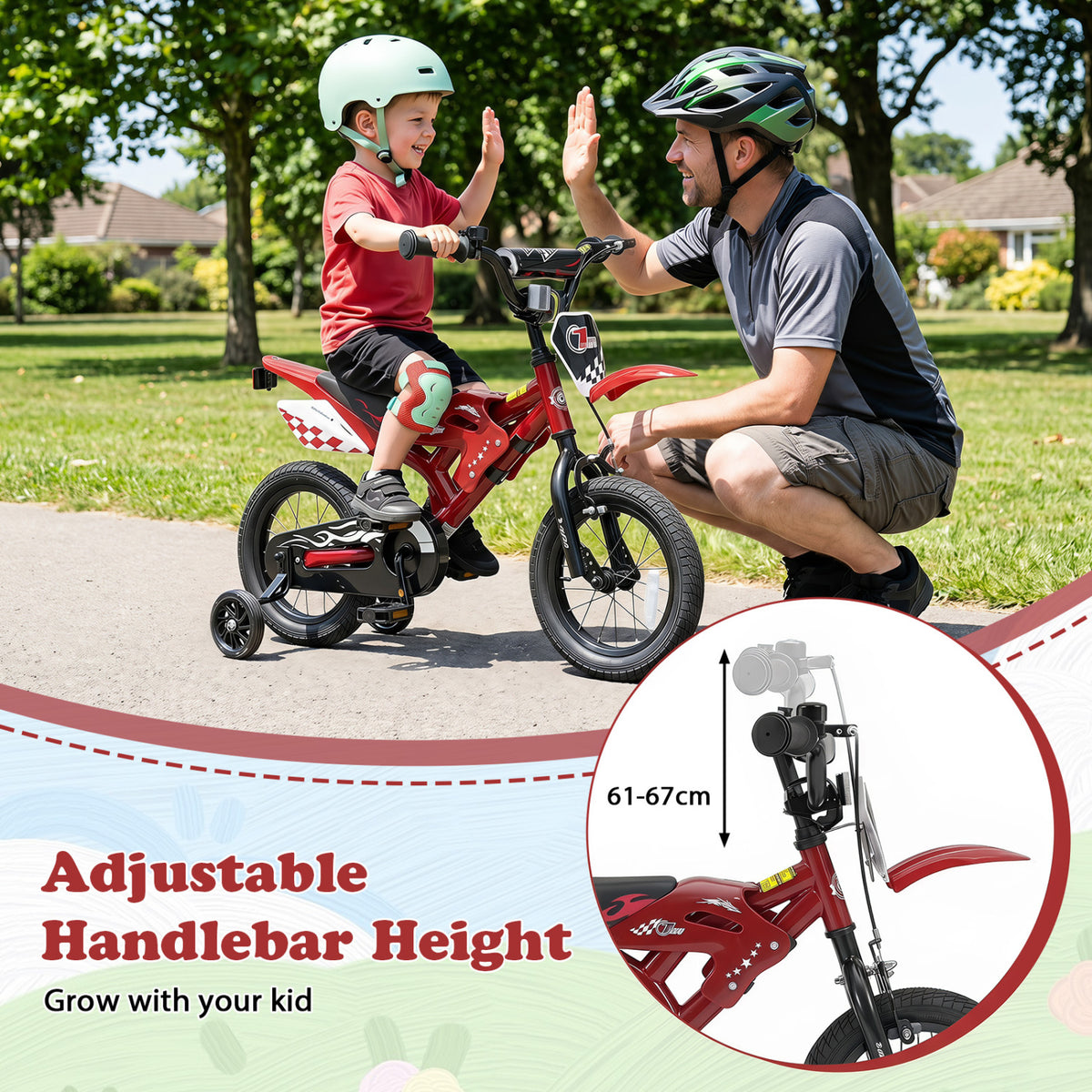 12 Inch Kids Bike Motorcycle-Inspired for Boy Girl Ages 3-4 Years-Red