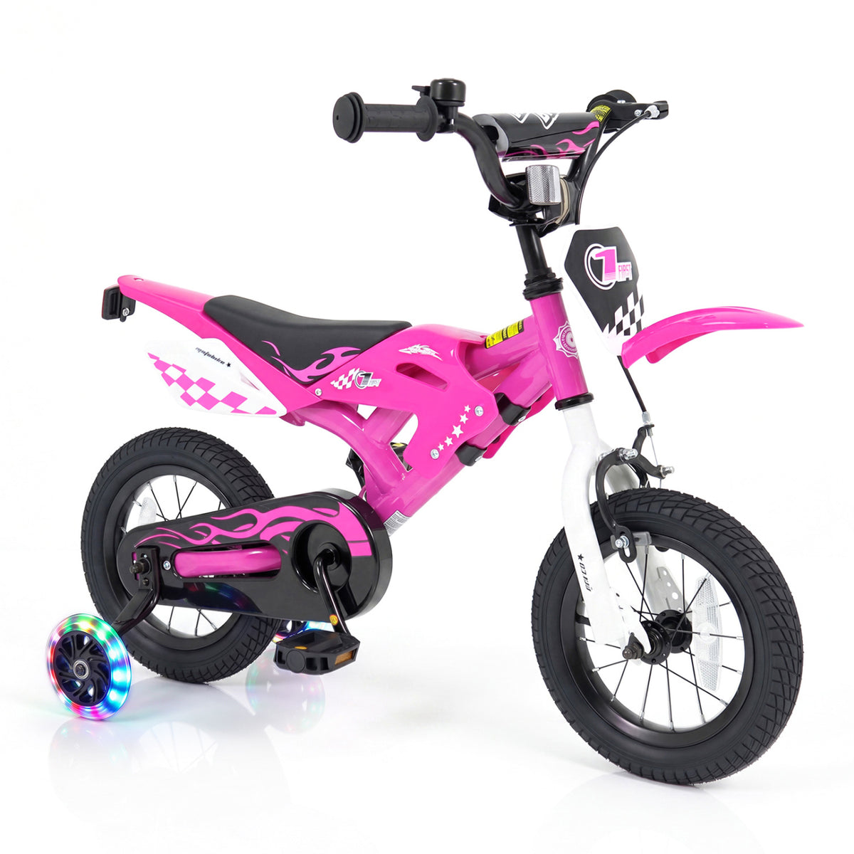 12 Inch Kids Bike Motorcycle-Inspired for Boy Girl Ages 3-4 Years-Pink