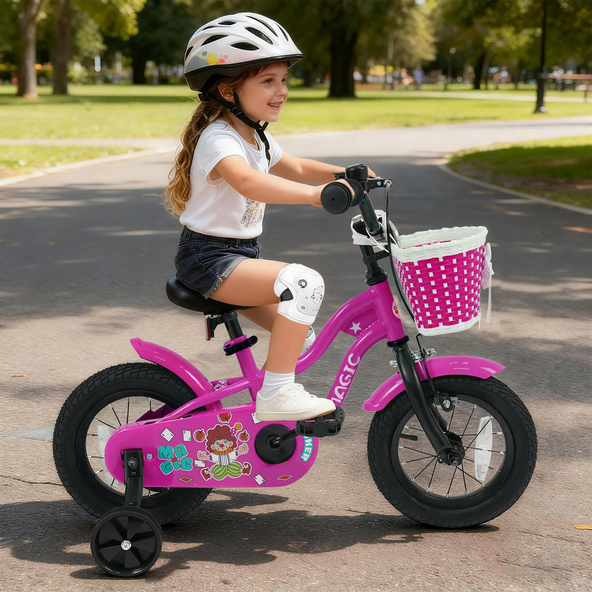 12 Inch Kids Bike with Training Wheels for Aged 3-4 Years Old - Magic Rose