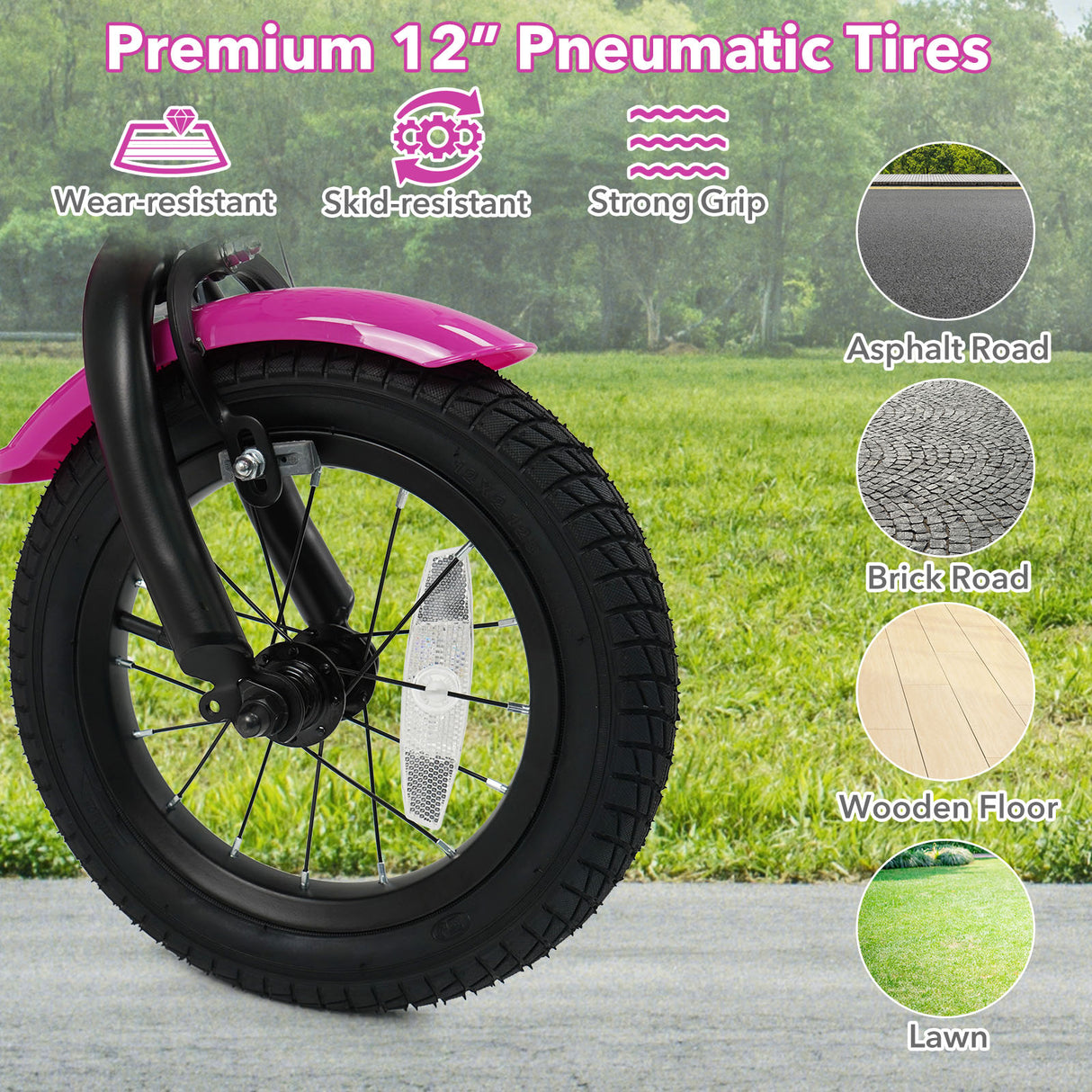 12 Inch Kids Bike with Training Wheels for Aged 3-4 Years Old - Magic Rose