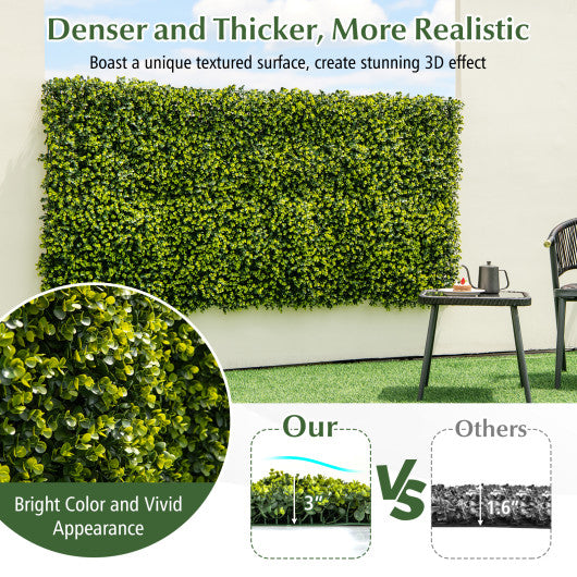 12 Pieces 20 Inch x 20 Inch Artificial Hedge Eucalyptus Panels