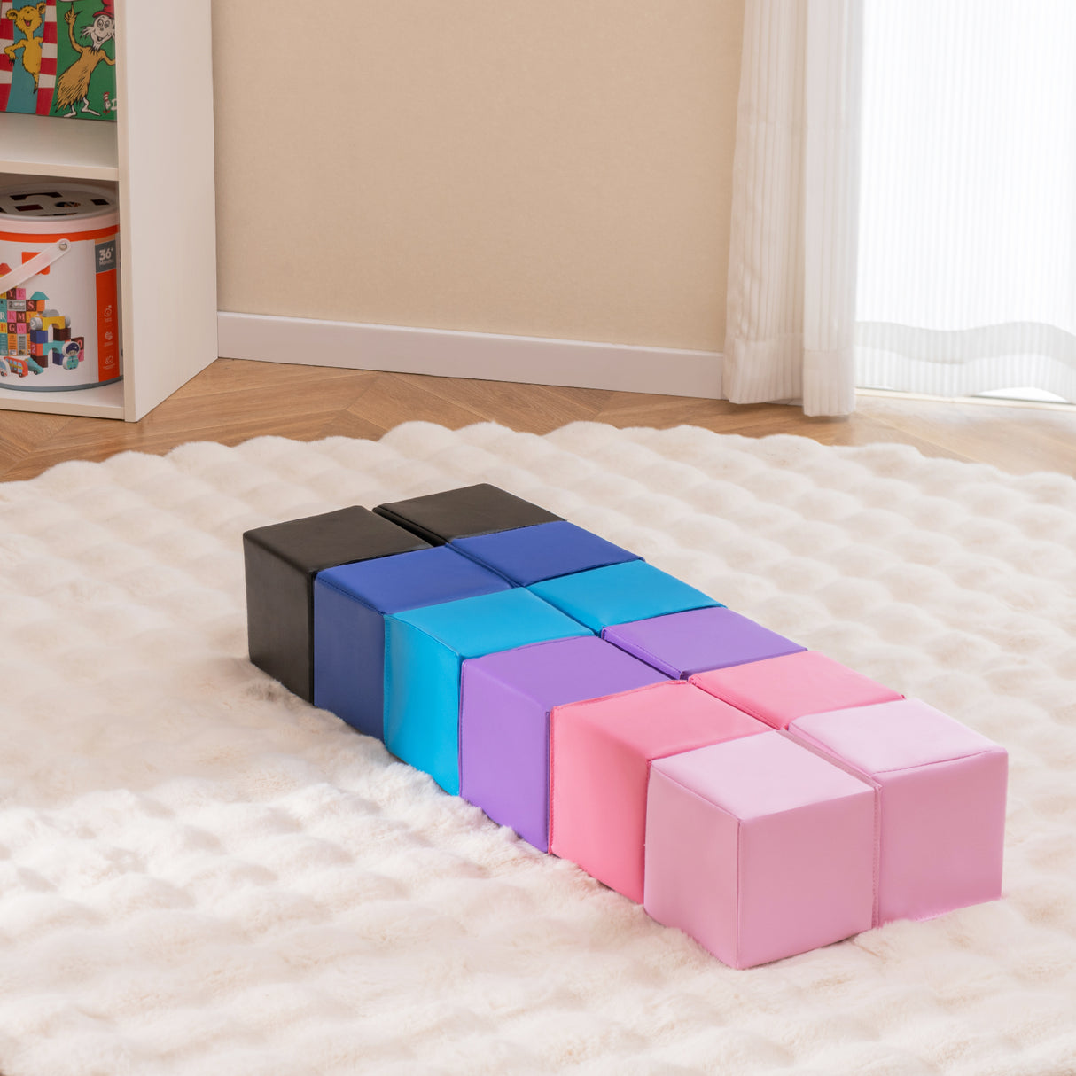 12 Pieces Soft Foam Building Blocks Climbing Foam Cubes Set for Kids-Deep Multicolor