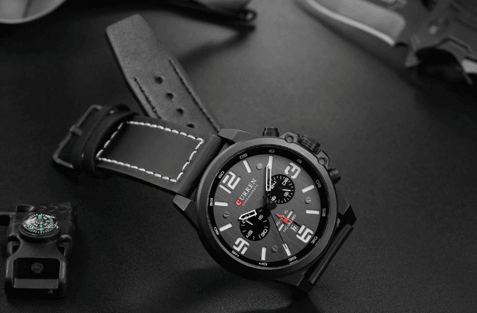 Retro Waterproof Watch With Chronometers Steel Case And Leather Belts Unique Design Excellent Look Perfect Gift For Your Man