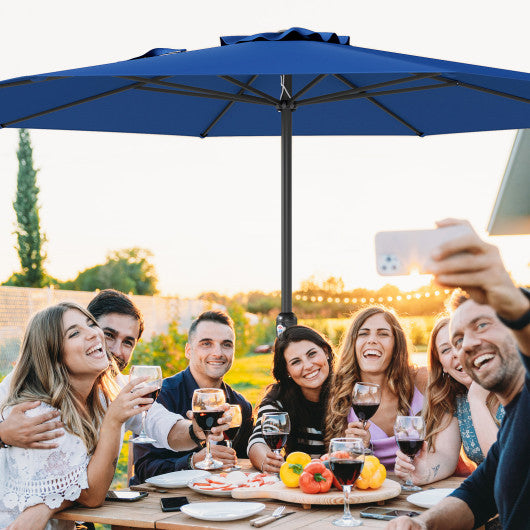 12 Feet Patio Umbrella with Crank Handle and 8 Sturdy Ribs-Navy