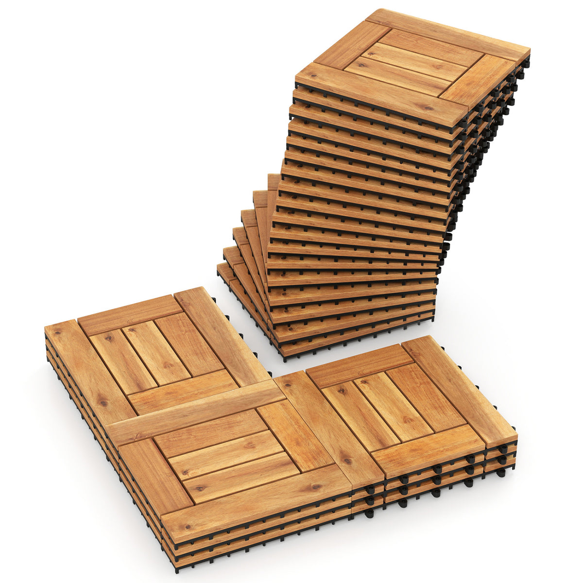 12" x 12" Indoor Outdoor Floor Tiles for Patio Balcony Backyard Porch Poolside-Natural