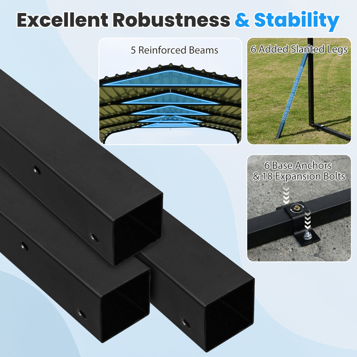 12 x 20 Feet Heavy-Duty Carport Outdoor Galvanized Steel Garage Car Shelter-Black
