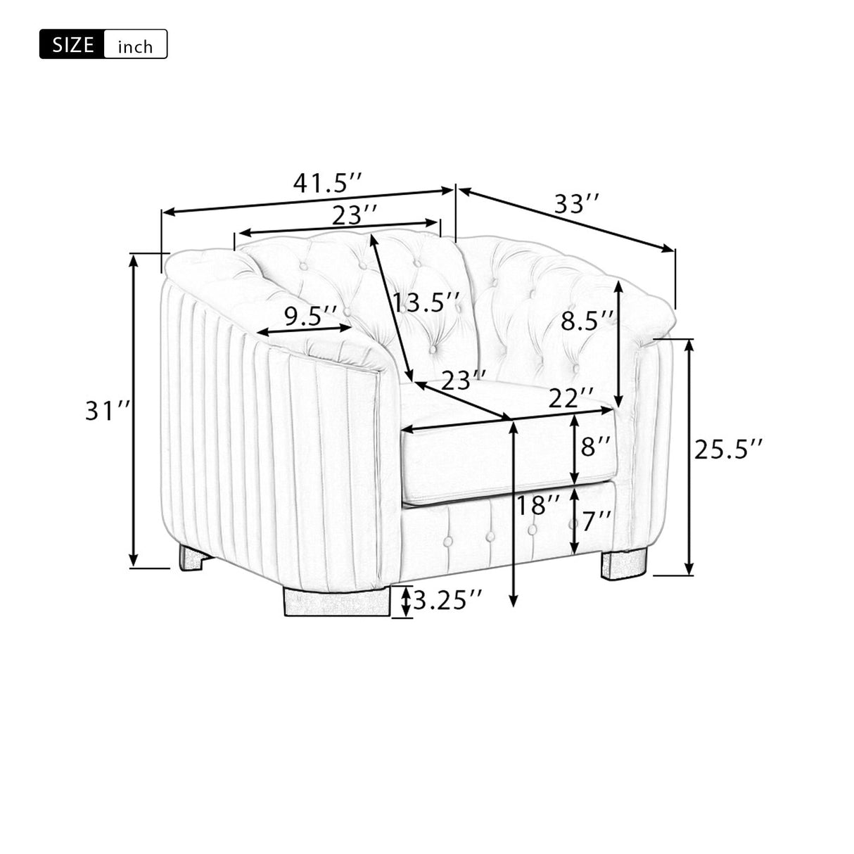 Velvet Upholstered Accent Sofa, Modern Single Sofa Chair With Thick Removable Seat Cushion, Modern Single Couch For Living Room, Bedroom, Or Small Space by Couch.com