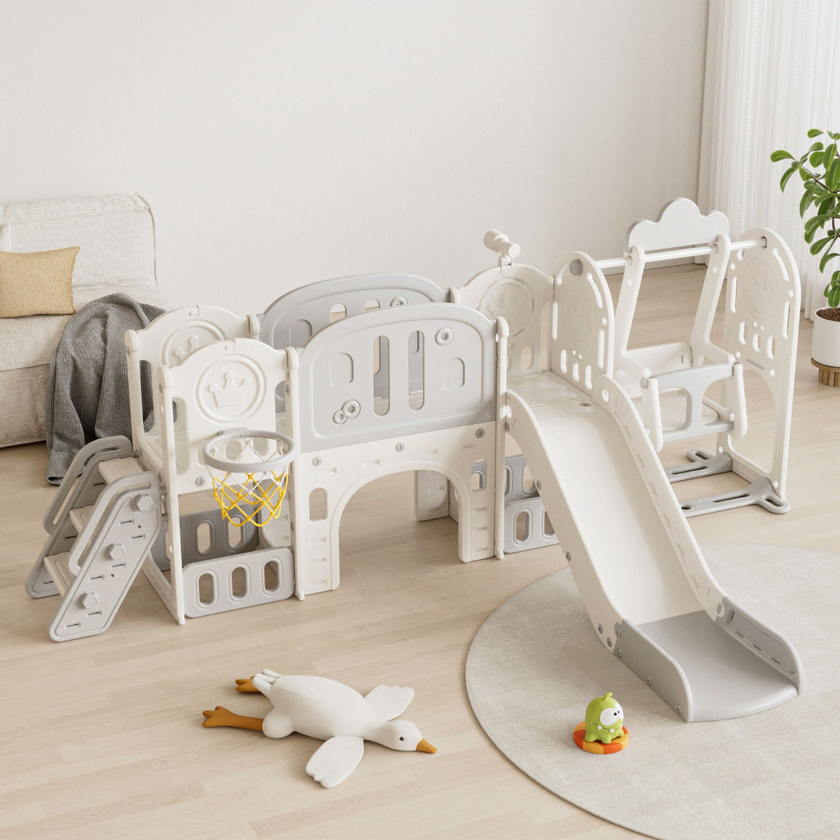 Toddler Slide Kids Playground With Basketball Hoop And Swing by Couch.com