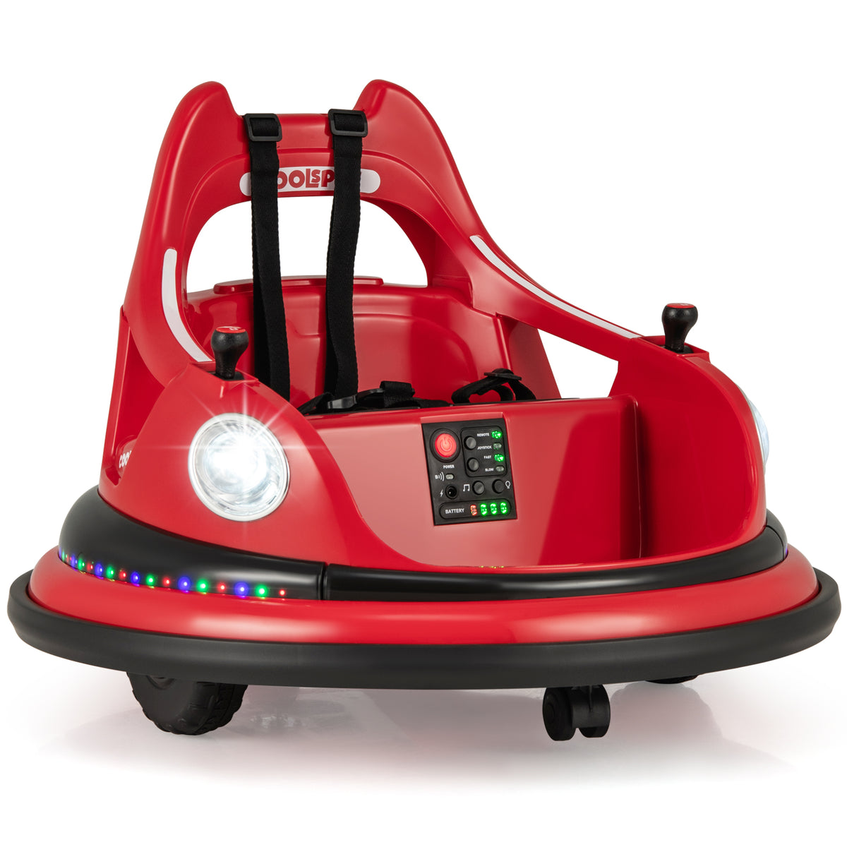 12V Kids Ride On Bumper Car with Remote Control and Dual Joysticks-Red
