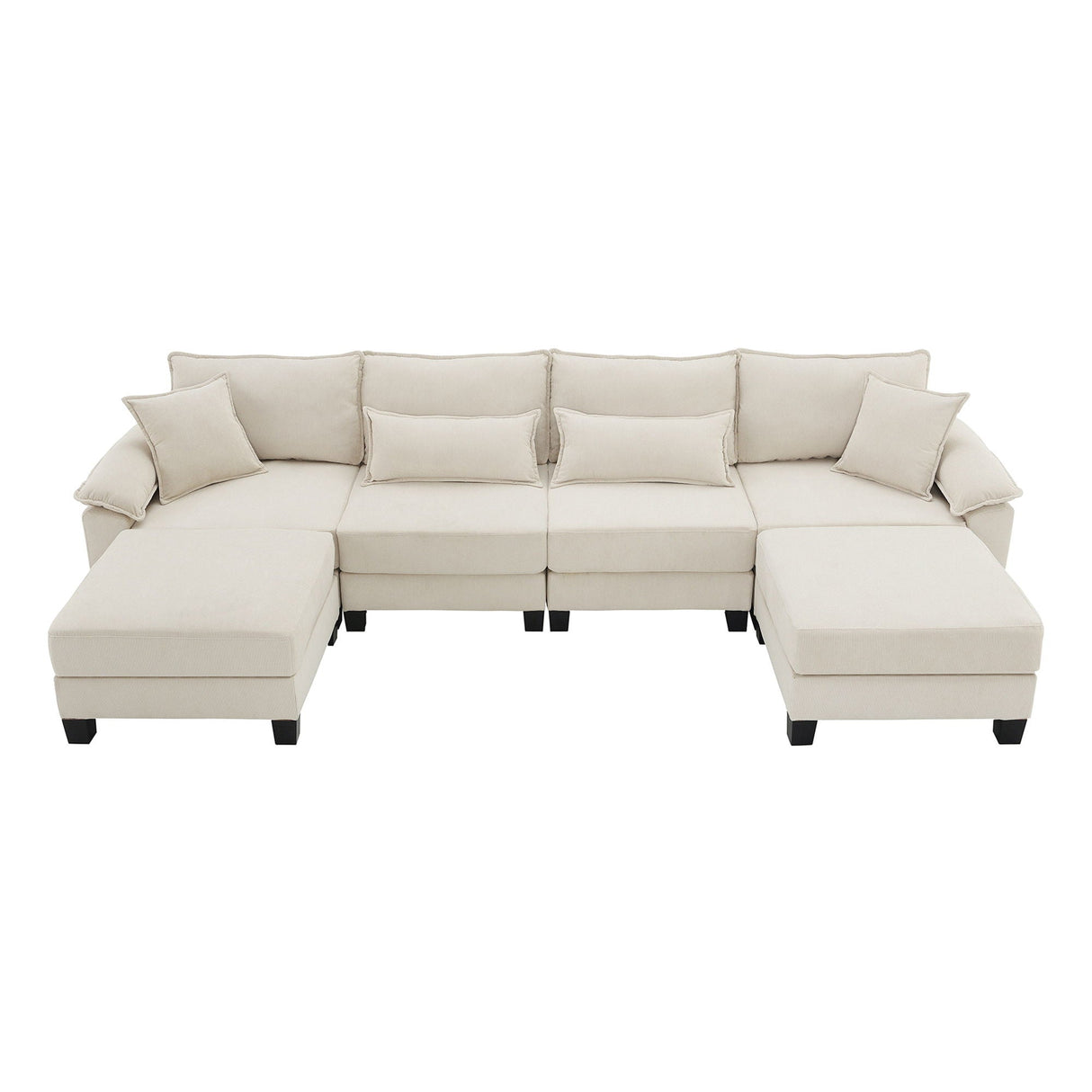 Corduroy Modular Sectional Sofa, U Shaped Couch With Armrest Bags, 6 Seat Freely Combinable Sofa Bed, Comfortable And Spacious Indoor Furniture For Living Room by Couch.com