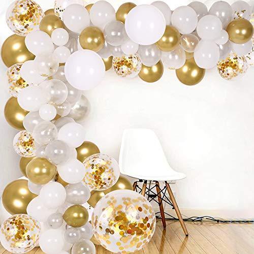 133pcs Confetti Gold Silver And White Balloon Arch Garland Kit For Bridal Baby Shower Wedding Birthday Graduation party Luxury Birthday Party Decoration