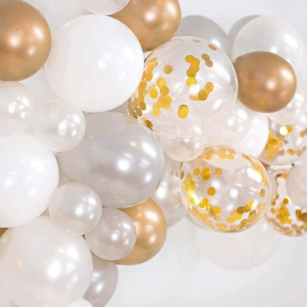 133pcs Confetti Gold Silver And White Balloon Arch Garland Kit For Bridal Baby Shower Wedding Birthday Graduation party Luxury Birthday Party Decoration