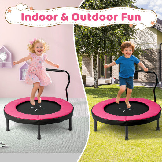 40 Inch Trampoline for Kids Indoor Outdoor Fitness Trampoline-Pink