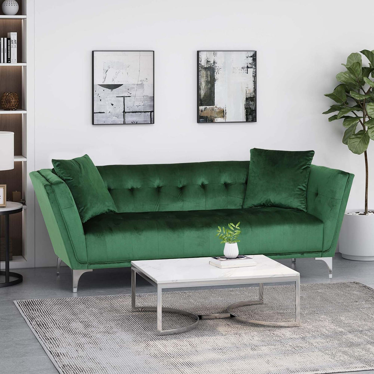Comfy 3 Seat Sofa With Metal Legs, Modern For Living Room And Study - Emerald by Couch.com