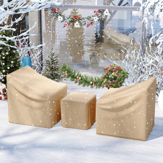 Patio Furniture Covers Waterproof Outdoor Conversation Covers for 3 Pieces Bistro Set-Beige