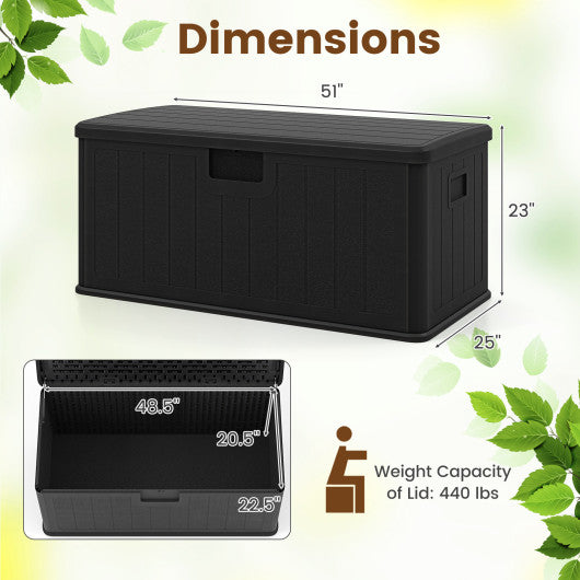100 Gallon Large Deck Box with Lockable Lid for Patio-Black