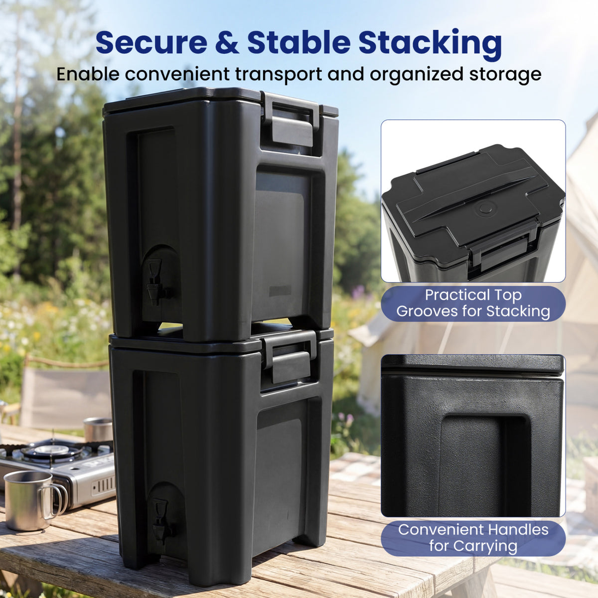 13.2 Gal Insulated Beverage Dispenser Commercial with Two-Stage Faucet-2 Pieces