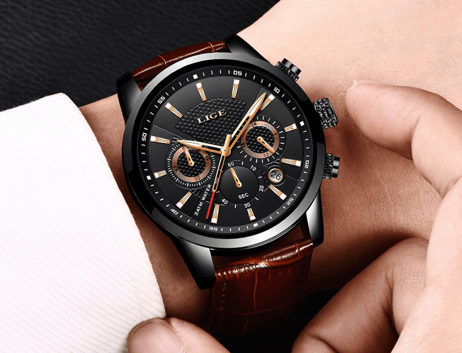 Men's Waterproof Watch With Chronometers Day View Sport Analog Watches Excellent Look Perfect Gift For Him