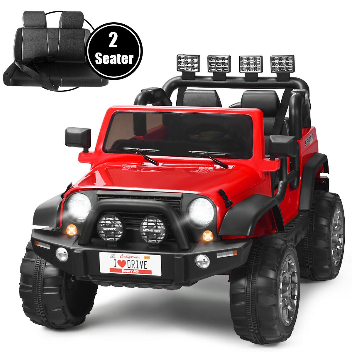 12V 2-Seater Ride on Car Truck with Remote Control and Storage Room-White