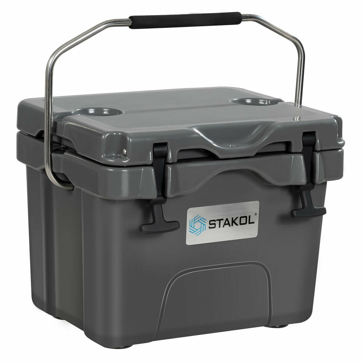 16 Quart 24-Can Capacity Insulated Ice Cooler with 2 Cup Holders-Khaki