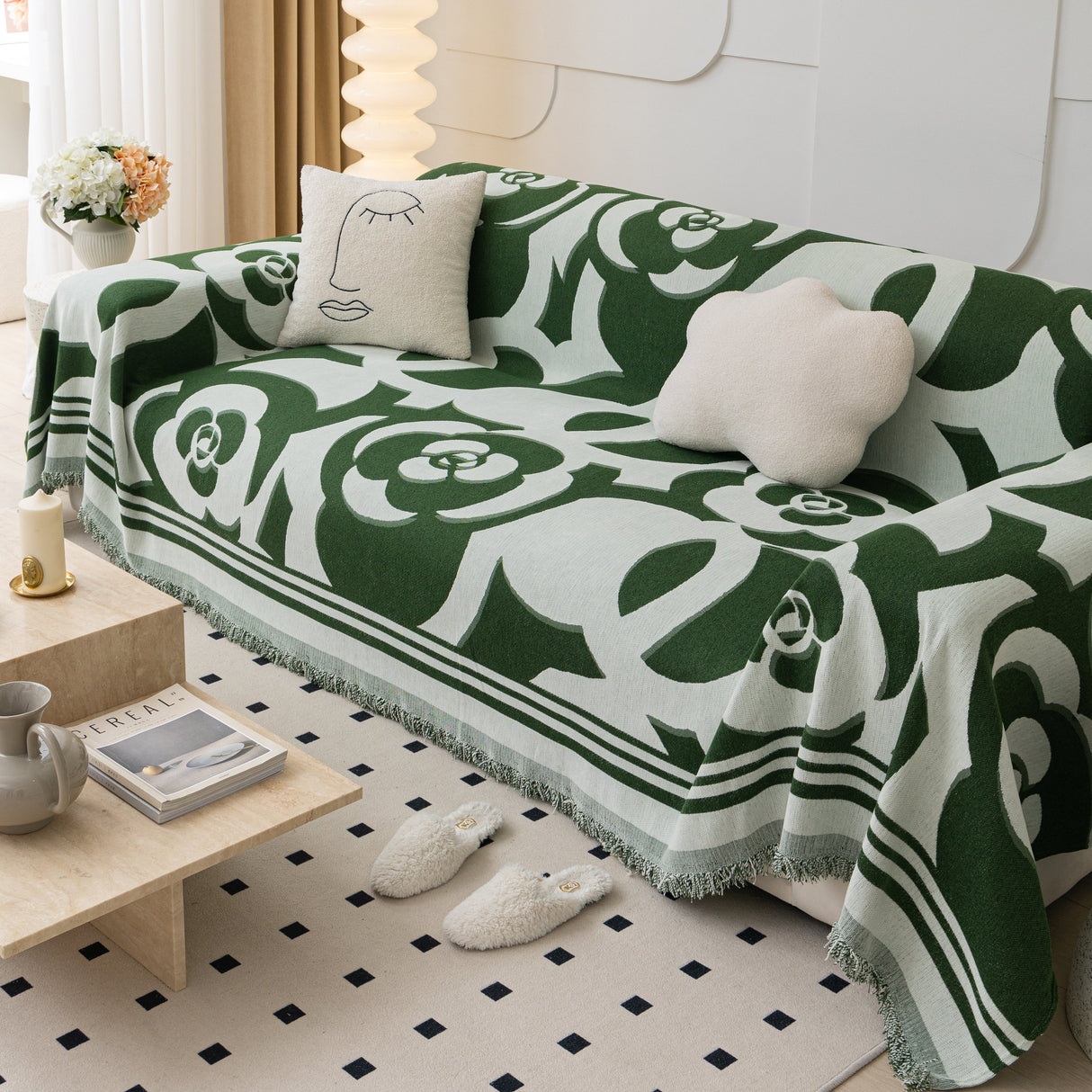 Chenille Sofa Cover Blanket, Couch Cover Blanket Throws for Couches Living Room Furniture Throw Covers