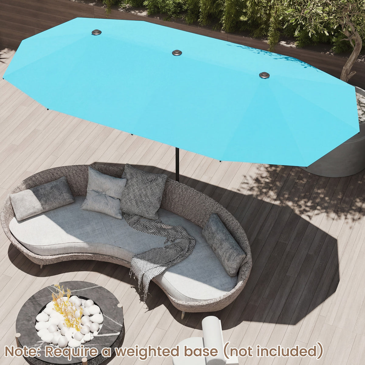 13 Feet Large Patio Umbrella Outdoor Double-Sided Table Market Umbrella with Crank Handle-Turquoise