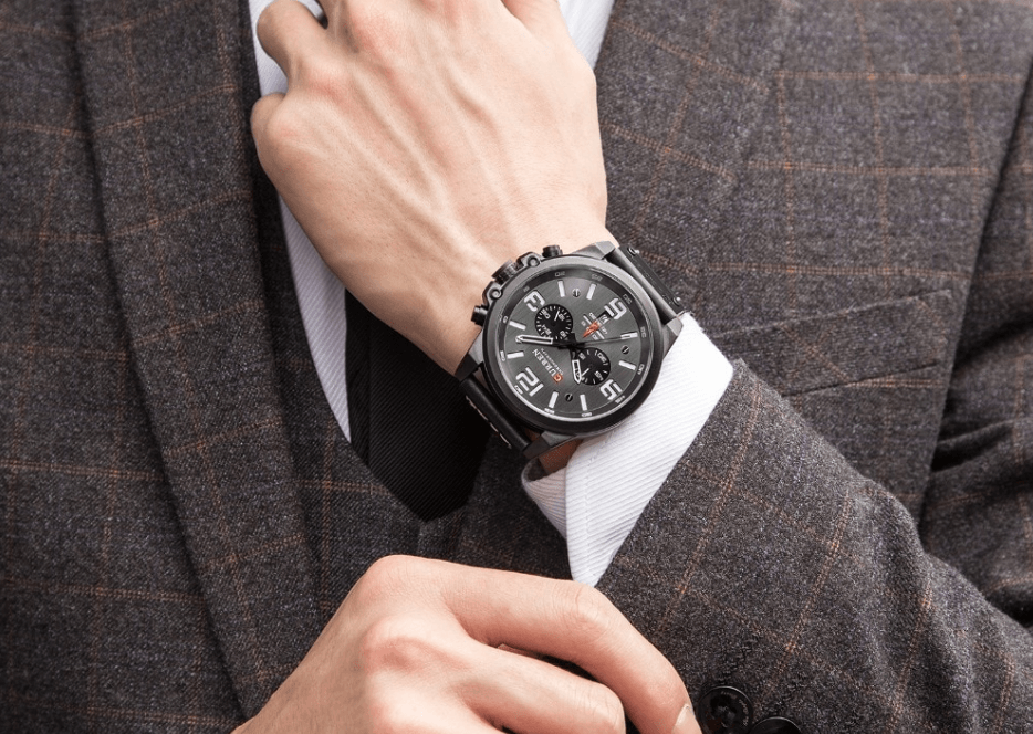 Retro Waterproof Watch With Chronometers Steel Case And Leather Belts Unique Design Excellent Look Perfect Gift For Your Man