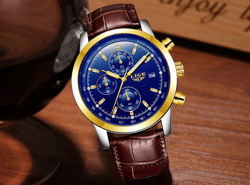 Men's Waterproof Watch With Chronometers Date Display And Fluorescent Pointers Excellent Look Perfect Gift