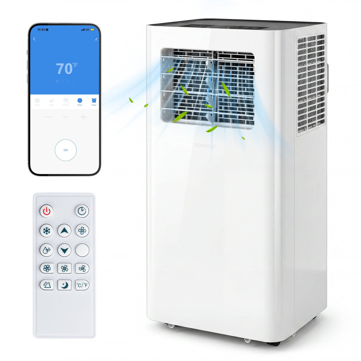 14000 BTU 3-in-1 Smart AC with Wi-Fi and Remote Control & Window Kit-White