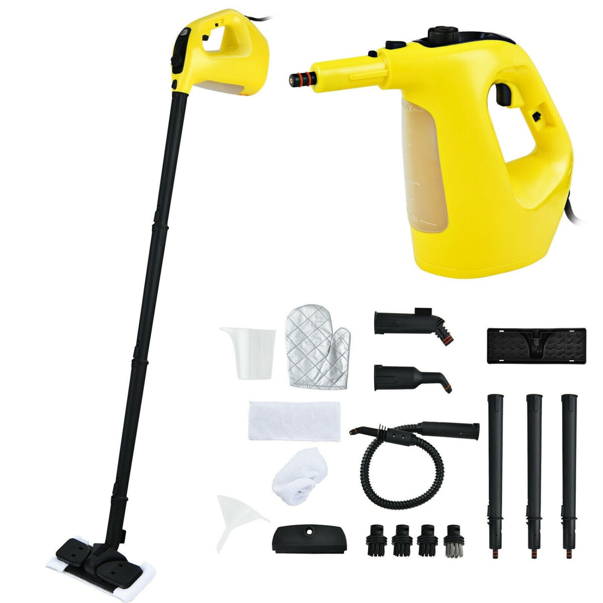 1400W Handheld Steam Cleaner with 14-Piece Accessory Kit and Child Lock-Yellow