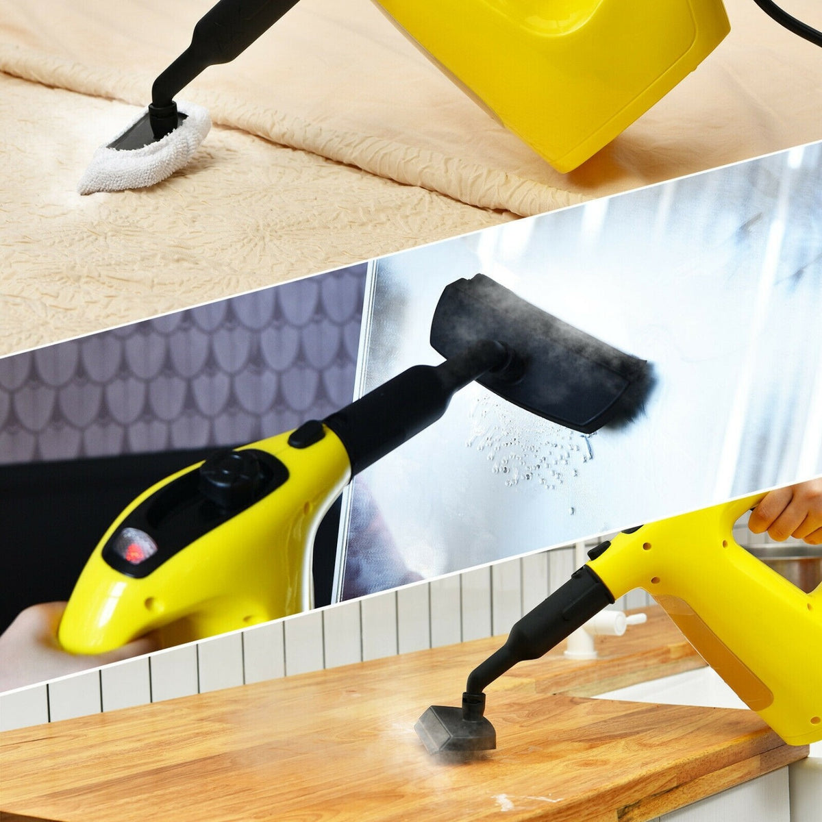 1400W Handheld Steam Cleaner with 14-Piece Accessory Kit and Child Lock-Yellow