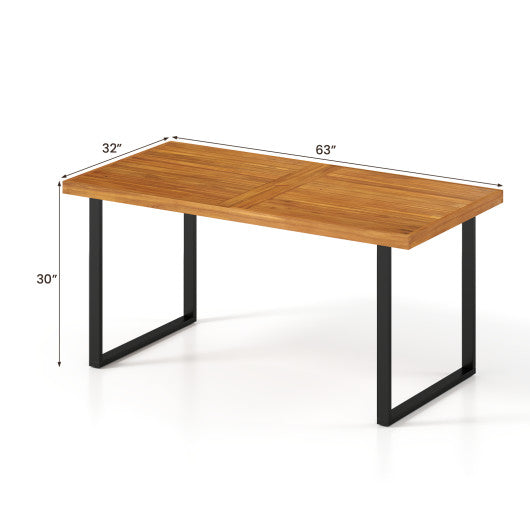 Acacia Wood Dining Table for 6 People Wooden Rectangular Table