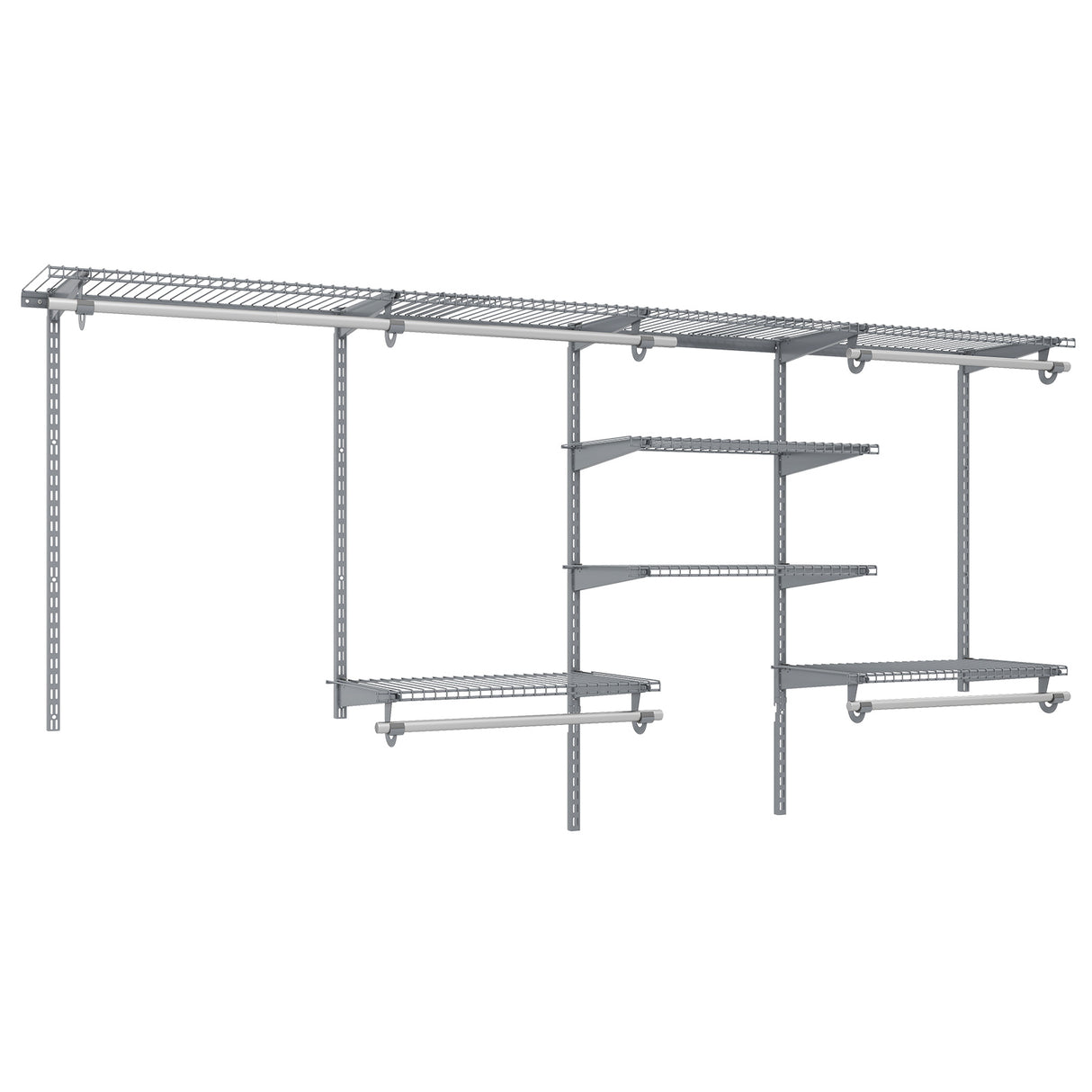 4-8 Feet Closet Organizers and Storage System with Hanging Rod for Laundry Bedroom-Grey