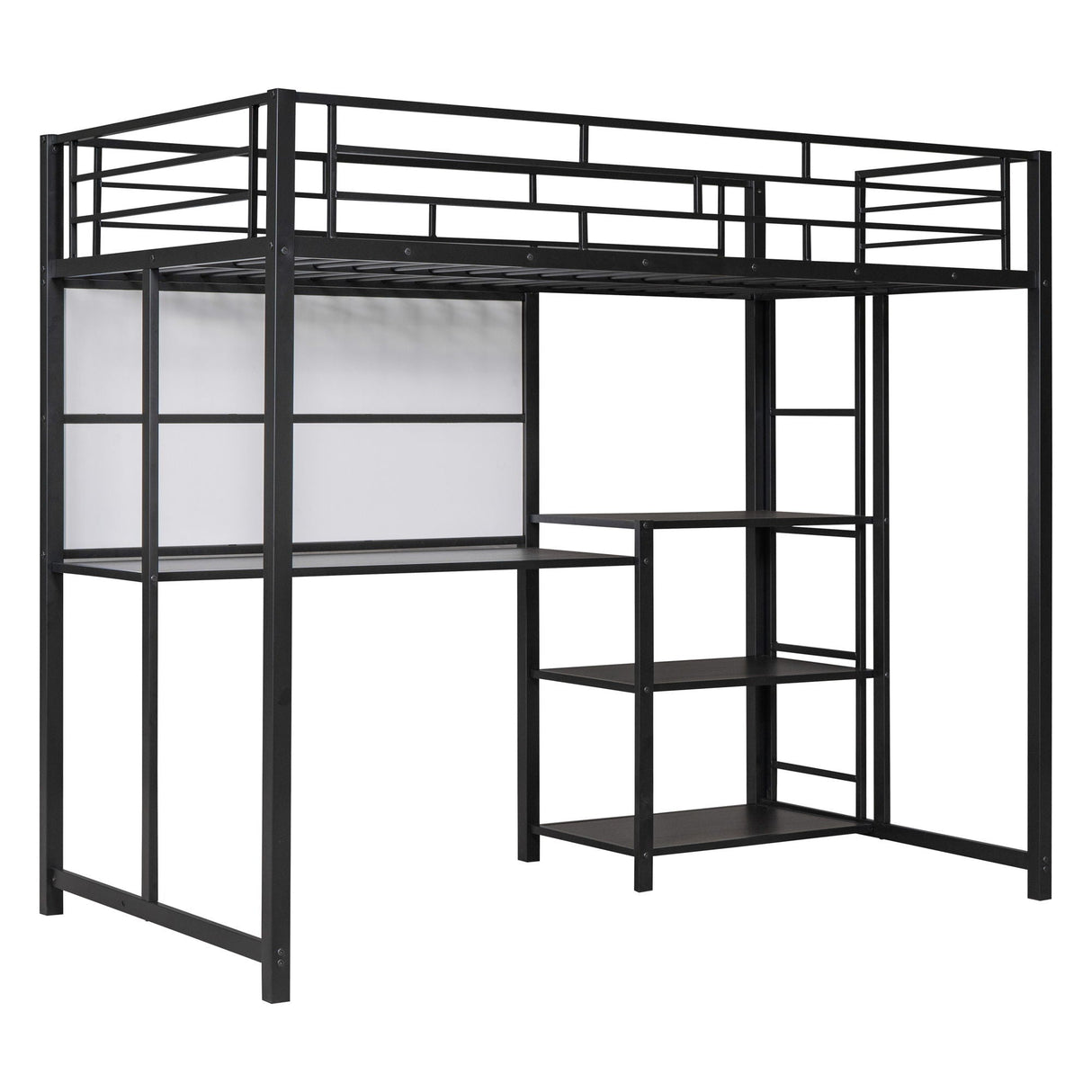 Metal Loft Bed With Desk, 3 Shelves And Ladder by Couch.com
