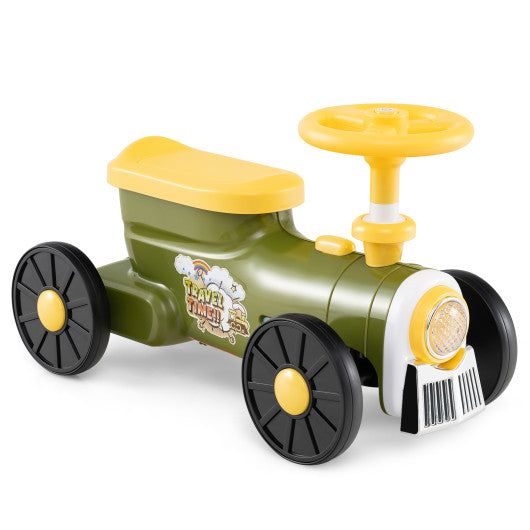 Ride on Toy with Steering Wheel and Train Whistle Sound Button-Green