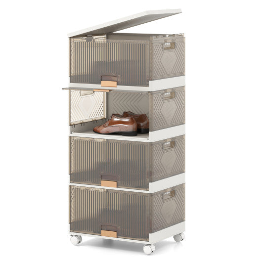 3/4/5/6-Cube Stackable Storage Bins with Detachable Wheels-4 Cube