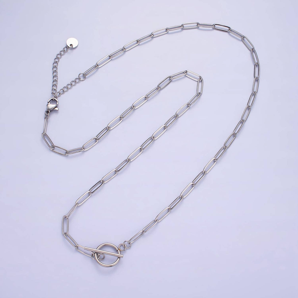 14K Gold Filled Toggle Clasps Paperclip Chain 19" Necklace | Silver or Gold