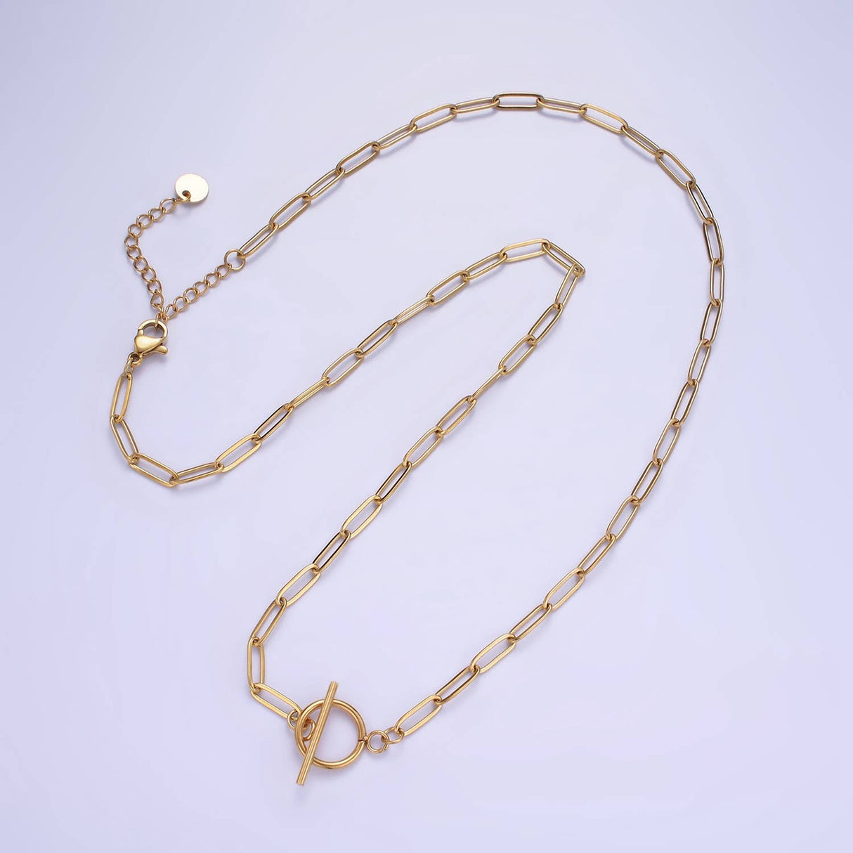 14K Gold Filled Toggle Clasps Paperclip Chain 19" Necklace | Silver or Gold