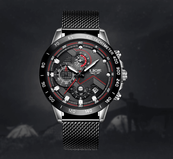 Men's Sports Waterproof Watch With Stainless Steel Bracelet Unique Design Perfect Gift For Your Man