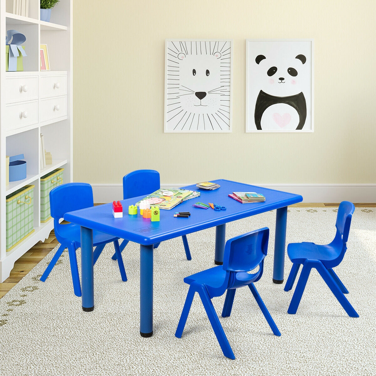 Kids Plastic Rectangular Learn and Play Table-Red