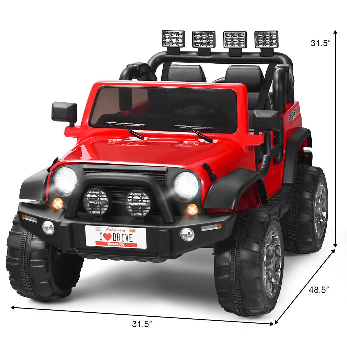 12V 2-Seater Ride on Car Truck with Remote Control and Storage Room-White