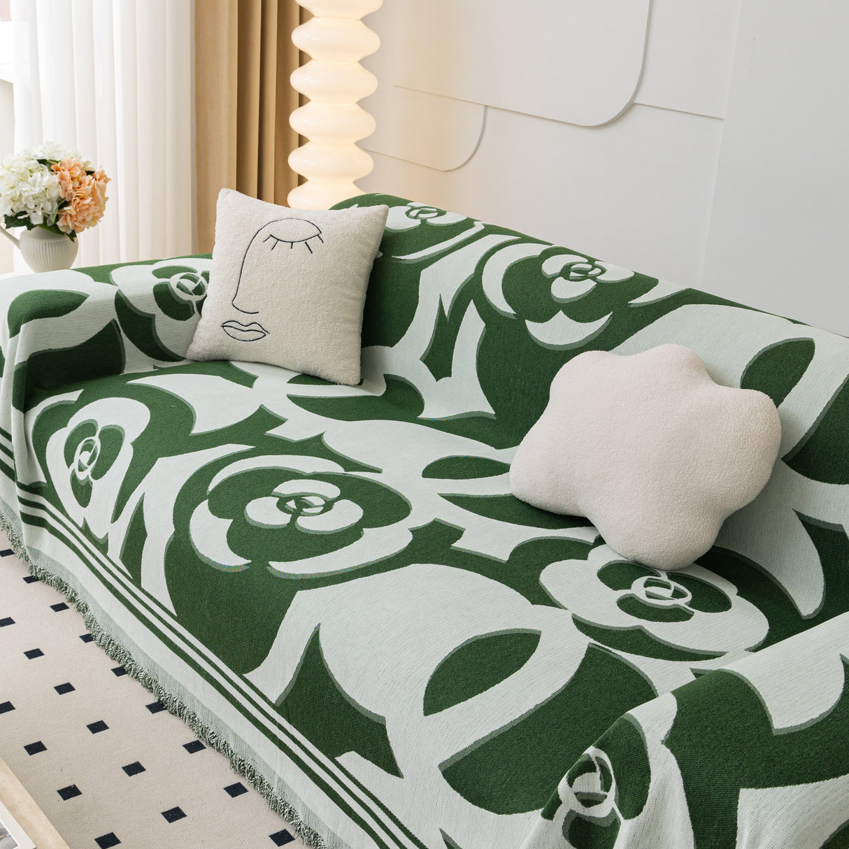 Chenille Sofa Cover Blanket, Couch Cover Blanket Throws for Couches Living Room Furniture Throw Covers