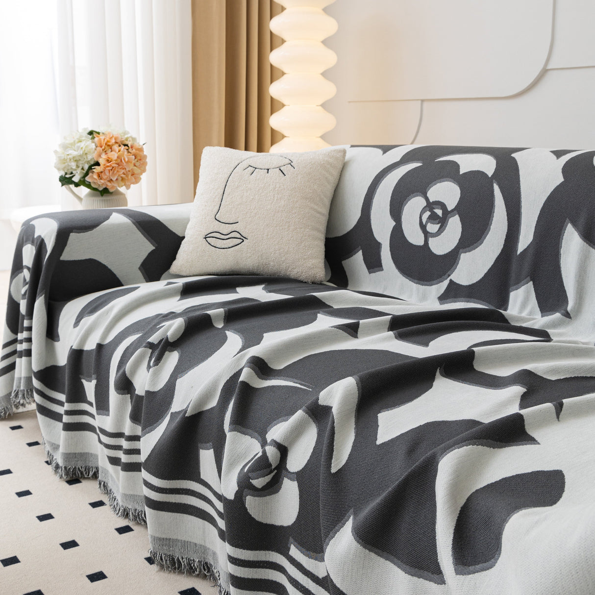 Chenille Sofa Cover Blanket, Couch Cover Blanket Throws for Couches Living Room Furniture Throw Covers