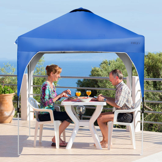 6.6 x 6.6 Feet Outdoor Pop Up Height Adjustable Canopy Tent with Roller Bag-Blue