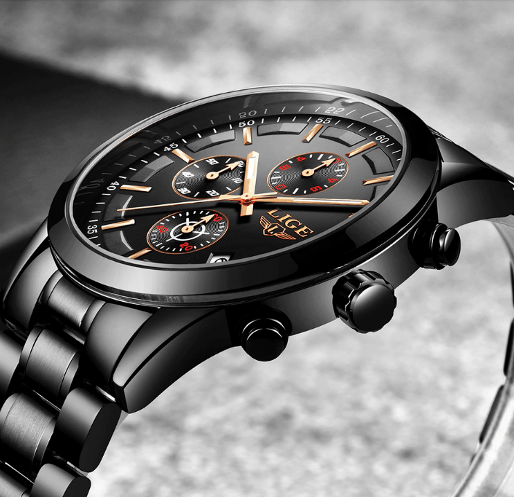 Men's Waterproof Watch With Chronometers And Date Display Unique Design Perfect Gift
