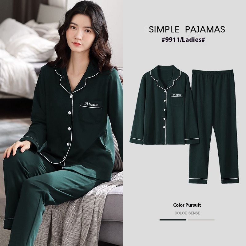 100% Cotton New Trendy Pajamas For Women Full Sleeves Pajamas Button Down Winter Sleepwear Set Women White Cotton Pajamas Women's Loose Size V-neck Home Suit Long Sleeve Wide Leg Pants Pajamas Casual Home wear